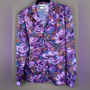 Levi Strauss & Co Womens Button Up Blouse Pink & Purple Floral Vintage Size 8
